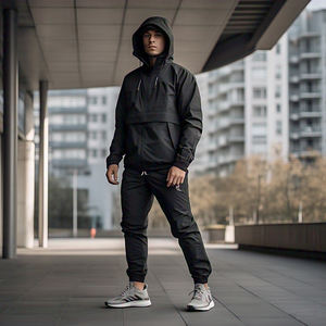 Chándal cortavientos para hombre, chándal resistente al agua de nailon negro de secado rápido, traje de lluvia ligero para hombre - Product Image 2