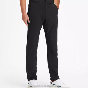 กางเกงสูทผ้าฝ้าย100% คลาสสิกสำหรับผู้ชายกางเกงลำลองสำหรับฟิตเนสทางการย้อมสีล้วนด้านหน้าเรียบมีกระเป๋าทรงตรง - Product Image 2