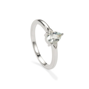 Anillo de Plata de Ley Chapado en Rodio con Aguamarina de Corte Radiante y Circonita Blanca de 0.62ct, Joyería Geométrica - Product Image 1