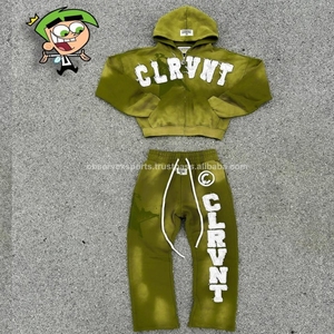 Nouvelle mode – Sweat à capuche personnalisé, effet vieilli, en coton épais 100 %, patchwork brodé, délavé soleil, séchage rapide, respirant, avec cordon de serrage - Product Image 6