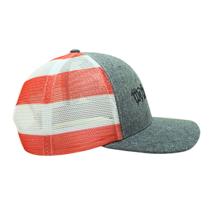 ODM OEM Casquette de camionneur en maille structurée à 6 panneaux avec logo brodé personnalisé de haute qualité Casquette de sport de plein air Casquette en coton avec impression du drapeau sur maille - Product Image 4