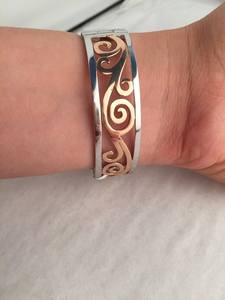 Diamond <b>Bangle</b> <b>Bracelet</b> 925 <b>Sterling</b> <b>Silver</b> And 18k Gold Diamond <b>Bangle</b> Hinged <b>Bangle</b> <b>Bracelet</b> For Women's Fashion Jewelry - Product Image 3