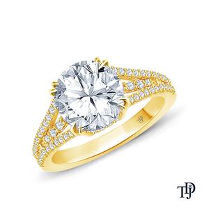 14K Gold Customizable Dual Claw <b>Split</b>-Shank Diamond (Natural) Engagement <b>Ring</b> with Center Diamond (Natural) OEM Wholesale retail - Product Image 1