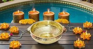 Urli décoratif en laiton de 6 pouces pour la décoration de la maison et du bureau Urli en laiton traditionnel pour la décoration florale et de bougie Pièce d'exposition - Product Image 3