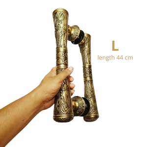 Ensemble de poignées de porte ambidextres en laiton antique 44 cm, design Pendopo, poignée de traction facile à installer, appartement, villa, entrée extérieure - Product Image 3