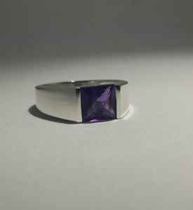 Bague pour homme en améthyste naturelle Bague de mariage en argent sterling 925 faite à la main Cadeau de pierres précieuses de février pour lui - Product Image 6