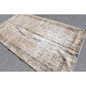 Classique Beige Marron 5.4X9.5 ft Vintage Tapis Turc Laine Faux Lapin Fourrure Latex Nouveau Rectangle Patchwork pour Couloir Chevet - Product Image 4