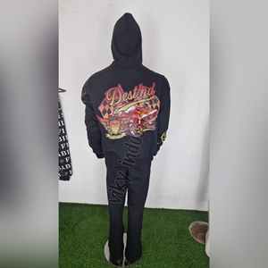 Chándal con cremallera para hombre, conjunto de chándal y Sudadera con capucha acampanada lavada con ácido impresa a precio de venta al por mayor de VIKY INDUSTRIES - Product Image 2