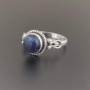 Lujoso anillo de Plata de Ley 925 hecho a mano con lapislázuli, piedra preciosa Natural, anillo estampado chapado en rodio, joyería - Product Image 2