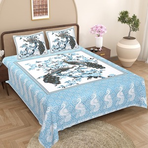 Sábana de Algodón con Estampado Personalizado en Bloque, Diseño de Impresión en Bloque Personalizado, Cubrecama King Size, Sábana Ajustable y Plana - Product Image 2