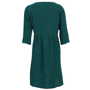 Robe bohème en coton 100% Avery, turquoise, décontractée, streetwear, longueur genoux, motif uni, tissée, lavable, pour le printemps, l'été, l'automne, ODM - Product Image 4