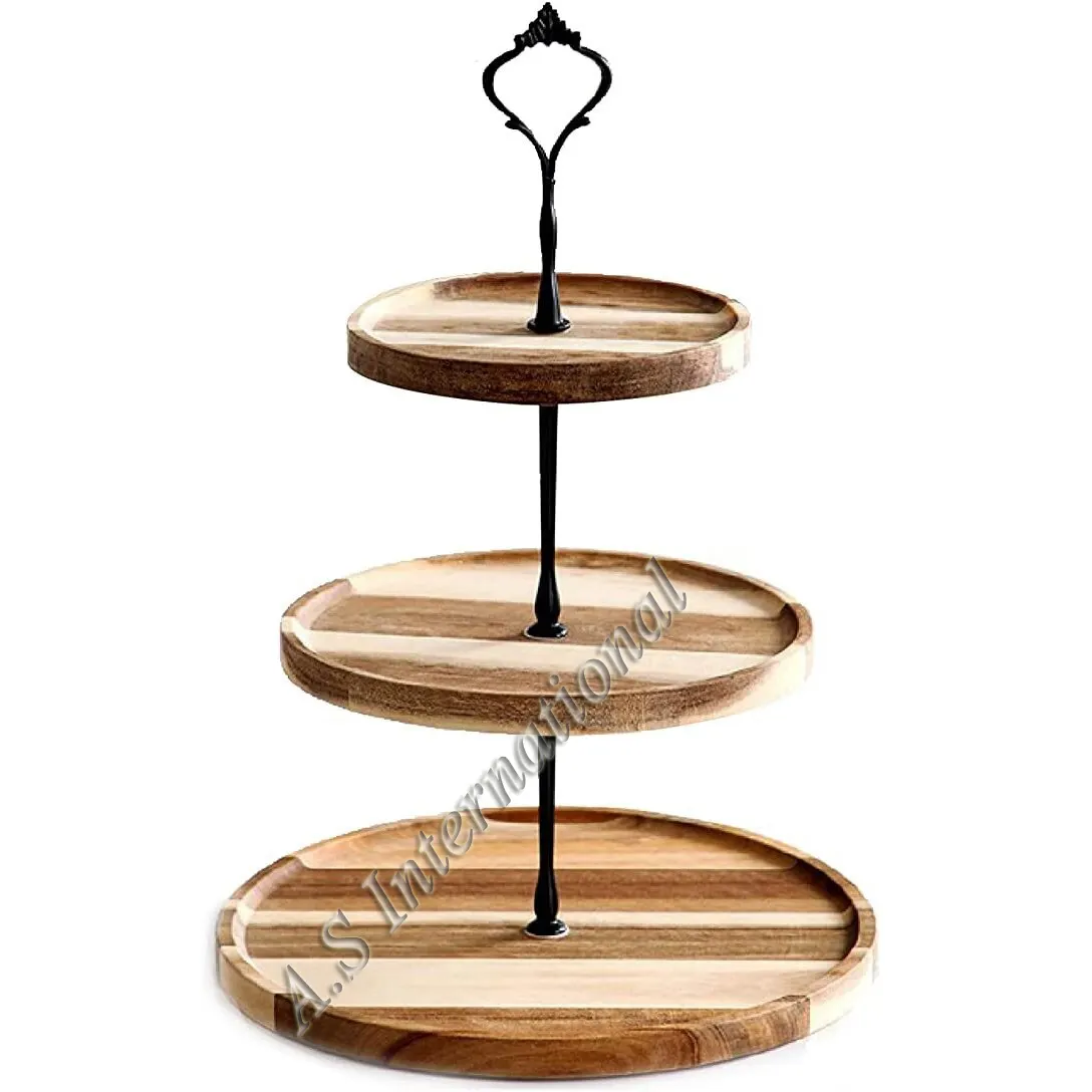 Популярный уникальный дизайн, деревянная 3-ярусная подставка для торта, круглая металлическая подставка для десертных кексов, подставка для свадебных украшений