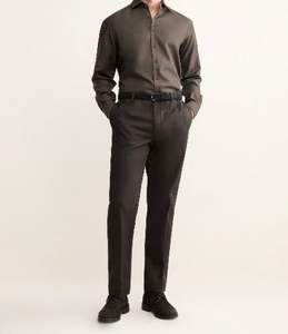 CAMISA DE ALGODÓN Y LYOCELL DE CAJA REGULAR Ajuste regular. Tela de mezcla de algodón y lyocell. Manga larga. Cierre de botones en la parte delantera. - Product Image 1