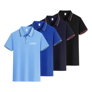 100% coton hommes décontracté Jacquard Polo à manches courtes Polo Tee haut à col avec bouton patte Golf polos - Product Image 2