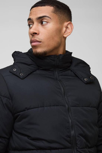 Custom Canvas Stand Collar <b>Padded</b> Quilted Breathable Streetwear Puffer Jacket for Men - Product Image 6