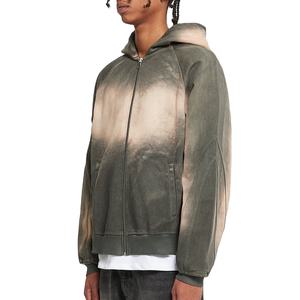 Sweats à capuche zippés pour hommes Sun Faded Logo personnalisé Poids lourd Motif imprimé Prix de gros Sweats à capuche de style unique sur la poche arrière - Product Image 3