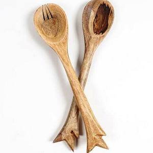 Juego de Servidores de Ensalada de Madera Artesanal Mirha International con 2 Espátulas, Utensilios Hechos a Mano Sostenibles, Aptos para Congelador - Product Image 2