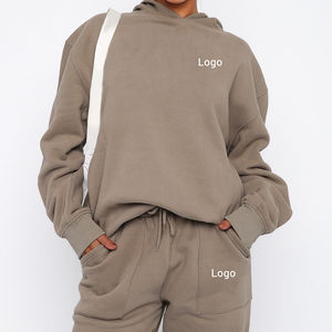 Top vente surdimensionné coton pull à capuche pour femmes respirant goutte épaule tricoté à capuche décontracté hiver Style pour les filles - Product Image 3