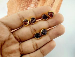 Trendy Minimalist Gold-Plated Raw Stud Earring Dainty Birthstone Collate <b>Set</b> as Per Pair Gift <b>for</b> <b>Girls</b> - Product Image 4