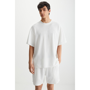 GRIMELANGE Franter Men's 100% Cotton <b>Waffle</b> Printed T-<b>Shirt</b> - Product Image 1