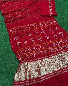 Sari Bandhej de Seda Gajji Pesada, Diseño Tradicional, Sari Bandhej de Seda Gajji Suave, Estilo Real al Mejor Precio - Product Image 1