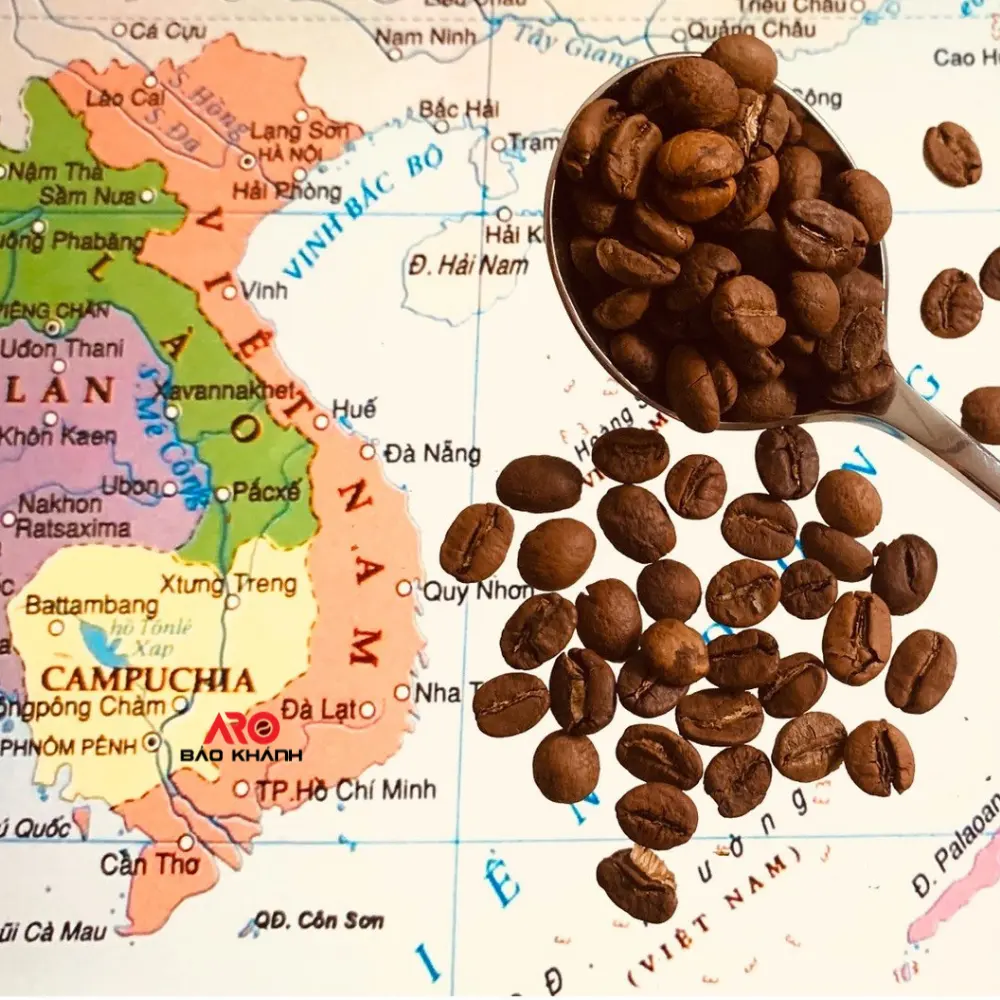 वियतनाम में फैक्ट्री में OEM कॉफी रोस्टेड रोबस्टा प्रीमियम S16-18 0,25 किलोग्राम मजबूत कॉफी समृद्ध सुगंध मधुर डार्क चॉकलेट निर्यात