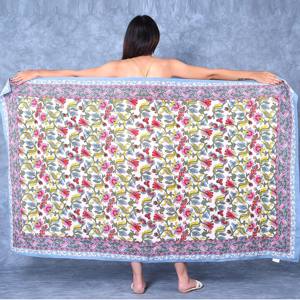 Sarong en coton imprimé à la main Sarong pour femmes maillot de bain couvrir Sexy taille haute Bikini Wrap fendu jupe de plage imprimé en mousseline de soie - Product Image 1