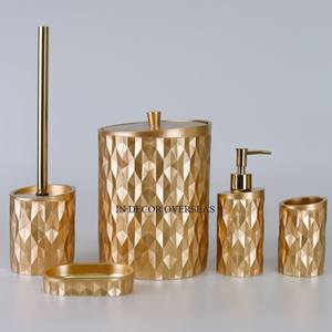 Diamant Texture Look Attrayant Designer Argent Brillant Métal Poli Fait Ensemble De 5 Luxueux Ensemble De Salle De Bains Complète Au Prix Le Plus Bas - Product Image 5