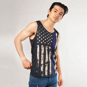 Débardeur de sport pour homme, coupe ajustée, en spandex/coton respirant, séchage rapide, col rond, design élégant - Product Image 1