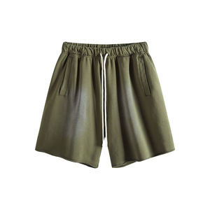 Personalizado en blanco sudor corto cordón ácido lavado vintage liso francés Terry algodón polar Jogger deportes lavado pantalones cortos para hombre - Product Image 3