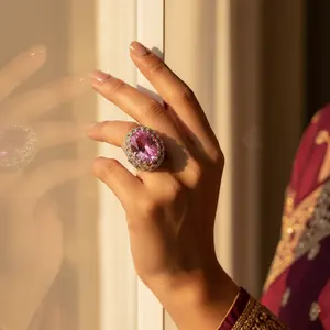 Anillo Geométrico de Plata Chapado en Oro Rosa con Corte Ovalado, Moderno y Elegante para Regalos de Joyería para Mujer - Product Image 2