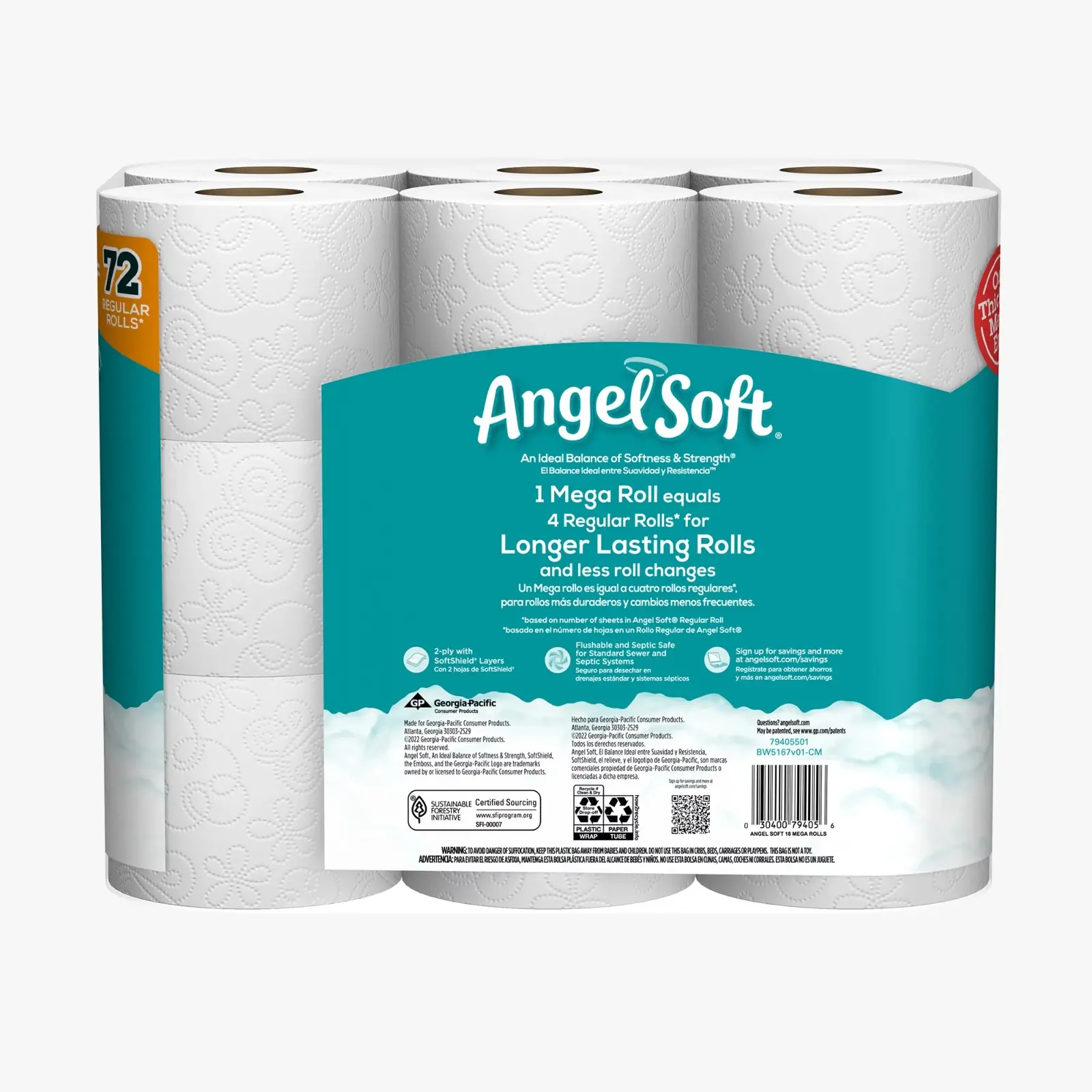 Angel Soft Toilet Paper, 18 Mega Rolls for sale