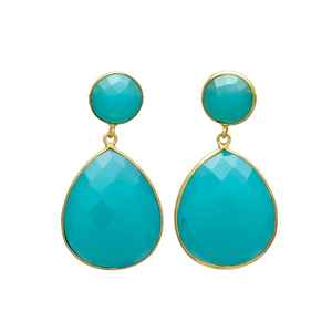 New Arrival Turquoise Gemstone <b>Earring</b> Set with Gold Plated - Product Image 1