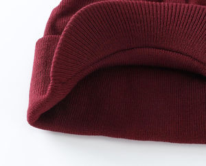 Gorro de Invierno Borgoña 2026 para Hombre, Gorro de Punto Doble con Borde, Cálido, Transpirable, Bordado Personalizado, Precio Económico, Personalización - Product Image 5