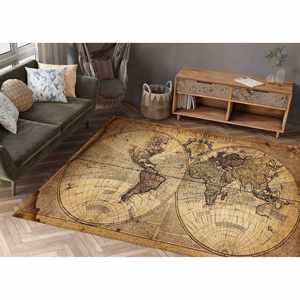 Tapis vintage avec carte du monde : tapis d'appoint imprimé en 3D, tapis doux non tissé - Product Image 5
