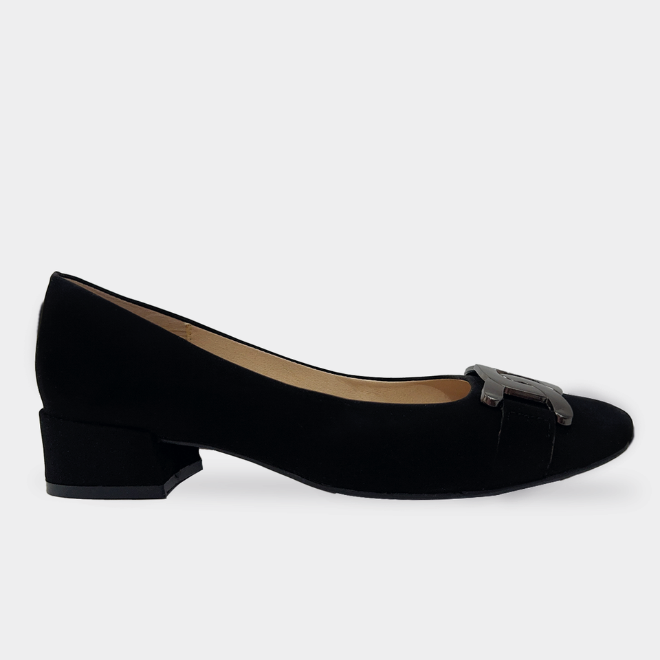 Fashion Women's Black Bridal Pumps Low Heel Shoe with 3-8cm Thin Heels & Decorative Buckle Floral Pattern High Heel Shoes