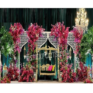 Paneles de Escenario nocturno Mehndi coloridos de estilo tradicional, decoración de escenario de boda de inspiración marroquí, columpio - Product Image 1