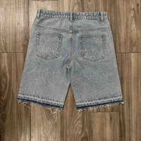 Nouveaux shorts en jean pour hommes, unisexe, taille haute, coupe ample, délavés à l'acide, tricotés, écologiques, tendance pour l'été