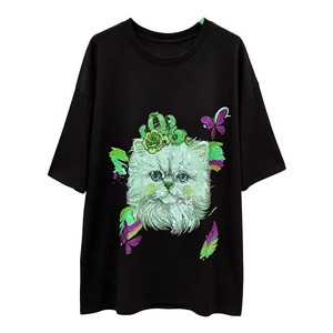 T-shirt personnalisé pour femme à imprimé graphique, manches courtes, coupe classique, col rond, jersey en polyester et coton, décontracté, été - Product Image 5