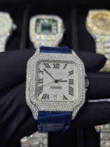 Reloj Analógico de Lujo para Hombre al por Mayor, Movimiento Mecánico Automático, Caja de Acero Inoxidable, Moissanita Completa, Logotipo Personalizado, Estilo Hip Hop - Product Image 1