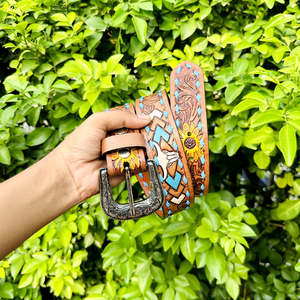 Ceinture en cuir véritable de style occidental personnalisable, boucle premium, motif de renard sculpté, design paisley, différentes couleurs et tailles R M - Product Image 2