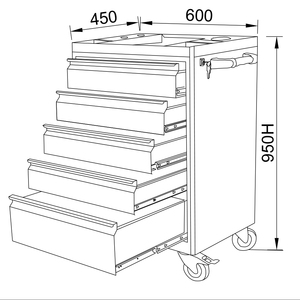 ส่งตรงจากโรงงานคุณภาพสูงสินค้าใหม่รถเข็นเครื่องมือ5ลิ้นชักเหล็กทนทาน - Product Image 4