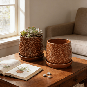 Livraison gratuite, stock US, livraison rapide en 3 jours, pot de fleurs en céramique rouge fait main de haute qualité, pour intérieur/extérieur, usage domestique ou jardin. - Product Image 3