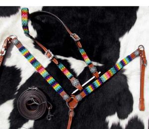 Collier de poitrage et têtière pour cheval Western, en cuir véritable souple et durable, design personnalisé de haute qualité, nouvelle collection saisonnière - Product Image 1