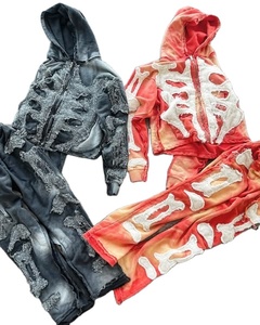 Ensemble de survêtement pour homme en molleton de coton avec logo personnalisé, broderie vieillie, pantalon de jogging empilé, sweat à capuche et sweat-shirt - Product Image 1