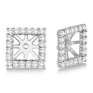 Juego de Joyería Inteligente de Oro Blanco de 14k - Pendientes con Diamantes Cuadrados Engastados en Pavé (0.50ct) - Product Image 2