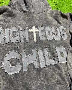 Sweat-shirts à capuche personnalisés en patchwork avec logo, combinaison de tissus uniques, sweat-shirt à capuche, commande en gros, fabricant OEM - Product Image 3