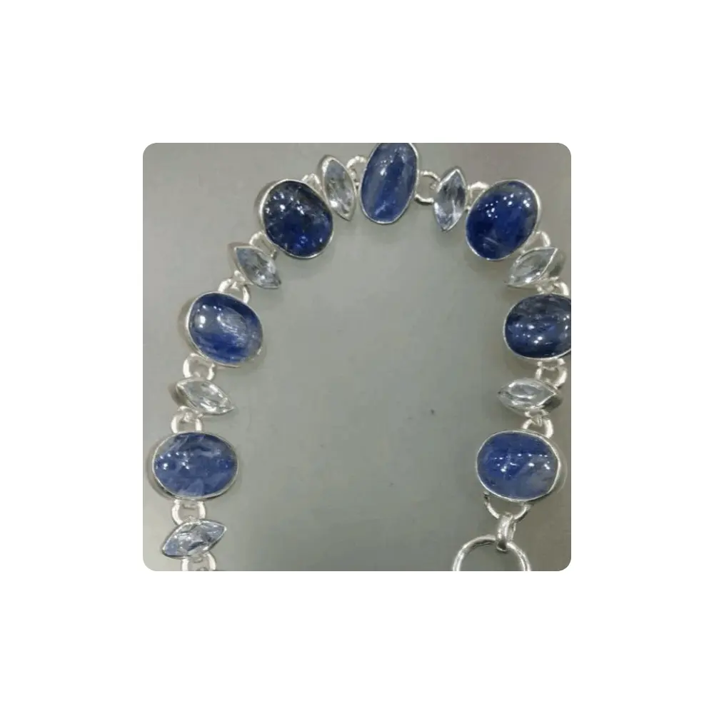 Buy Kyanite Bracelet Online In India Minimalist Kyanite Gemstone 925 Sterling Silver Bracelet