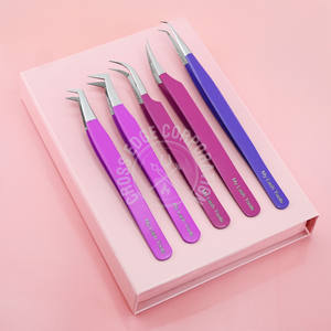 Top Quality Fiber Tip Eyelash Extension Tweezers Custom Logo Pink 45° Volume Lightweight Isolation Nonslip Lash <b>Tool</b> - Product Image 1