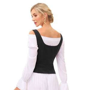 SL000115 Dell'annata Delle Donne Pelle Scamosciata Del Faux Piazza del Collo di U-Back Lace-up Anteriore Della Maglia del Cappotto Del Panciotto - Product Image 3